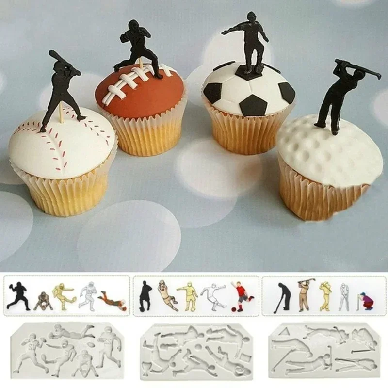 Moldes deportivos para pastel de béisbol, Golf, fútbol, Rugby, fútbol, Fondant, molde de Chocolate, herramienta para hornear para decoración de cocina - imagen 2