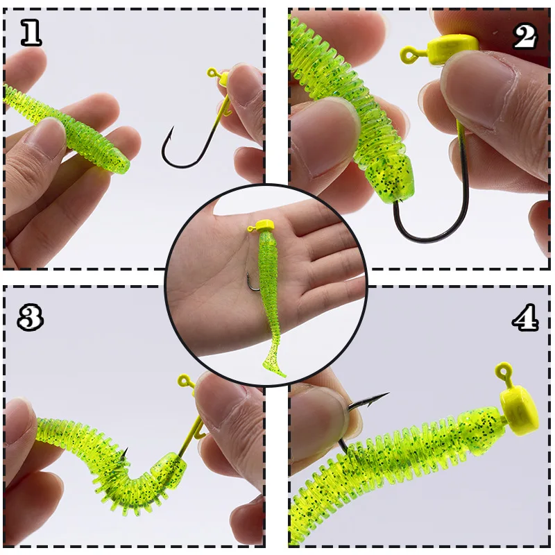 Ganchos para cabezas de plantilla de aparejo, 5 uds., 2,8-7g, anzuelo para cabeza, vaso Ajing para señuelo de gusano suave, lubina, Pesca, Lucio, trucha, accesorios - imagen 4