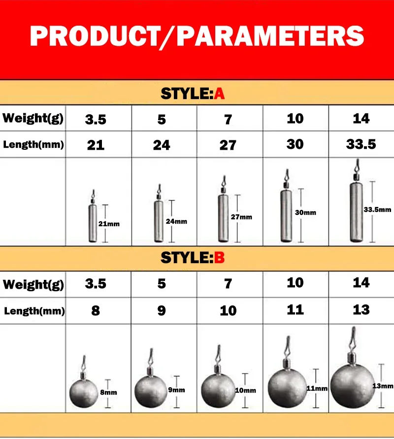 10 unids/lote, plomos de plomo de agua de alta calidad, giratorios, peso de plomo, aparejos de pesca, señuelos de plomo, peso para 3g 5g 7g - imagen 5