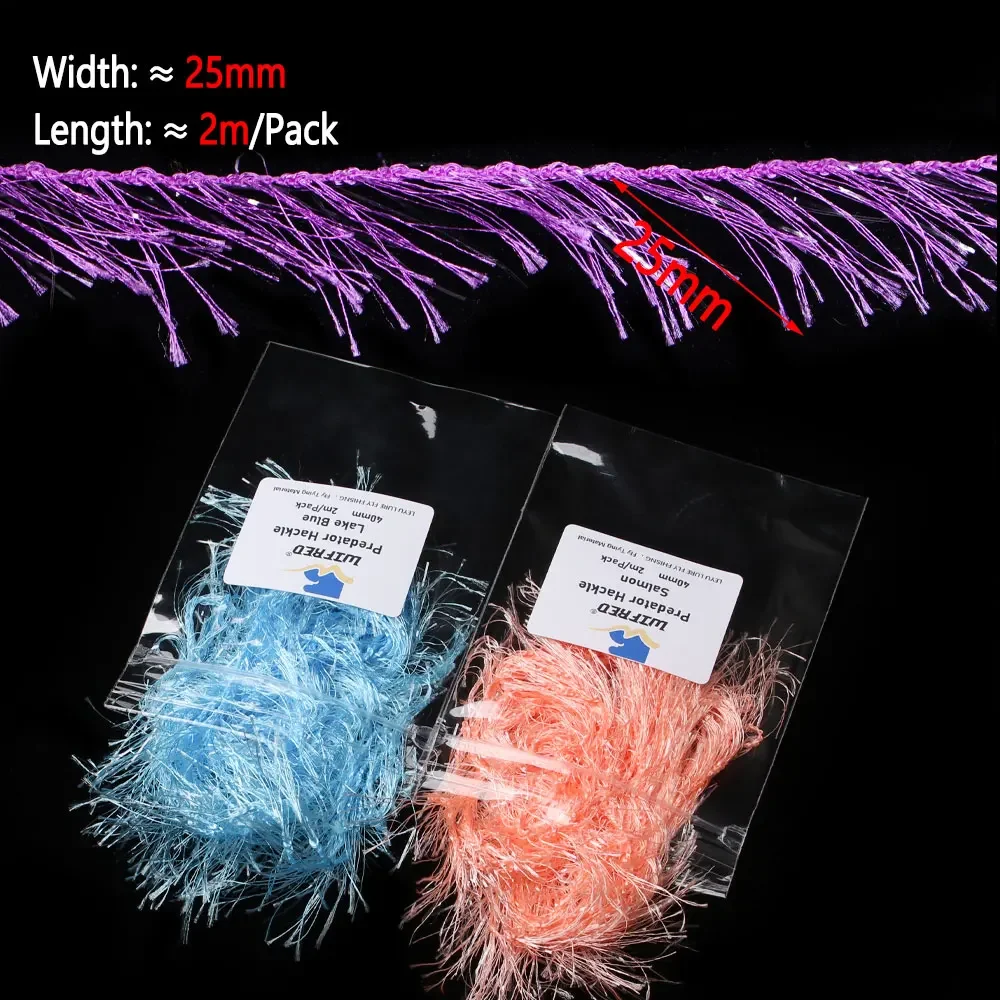 Bimoo, 16 paquetes, mezcla de 25mm de ancho, depredador sintético, Hackle, atado de moscas, mezcla de Material con oropel Flash, trucha, Lucio, Muskie, Señuelos de Pesca de Mar - imagen 5