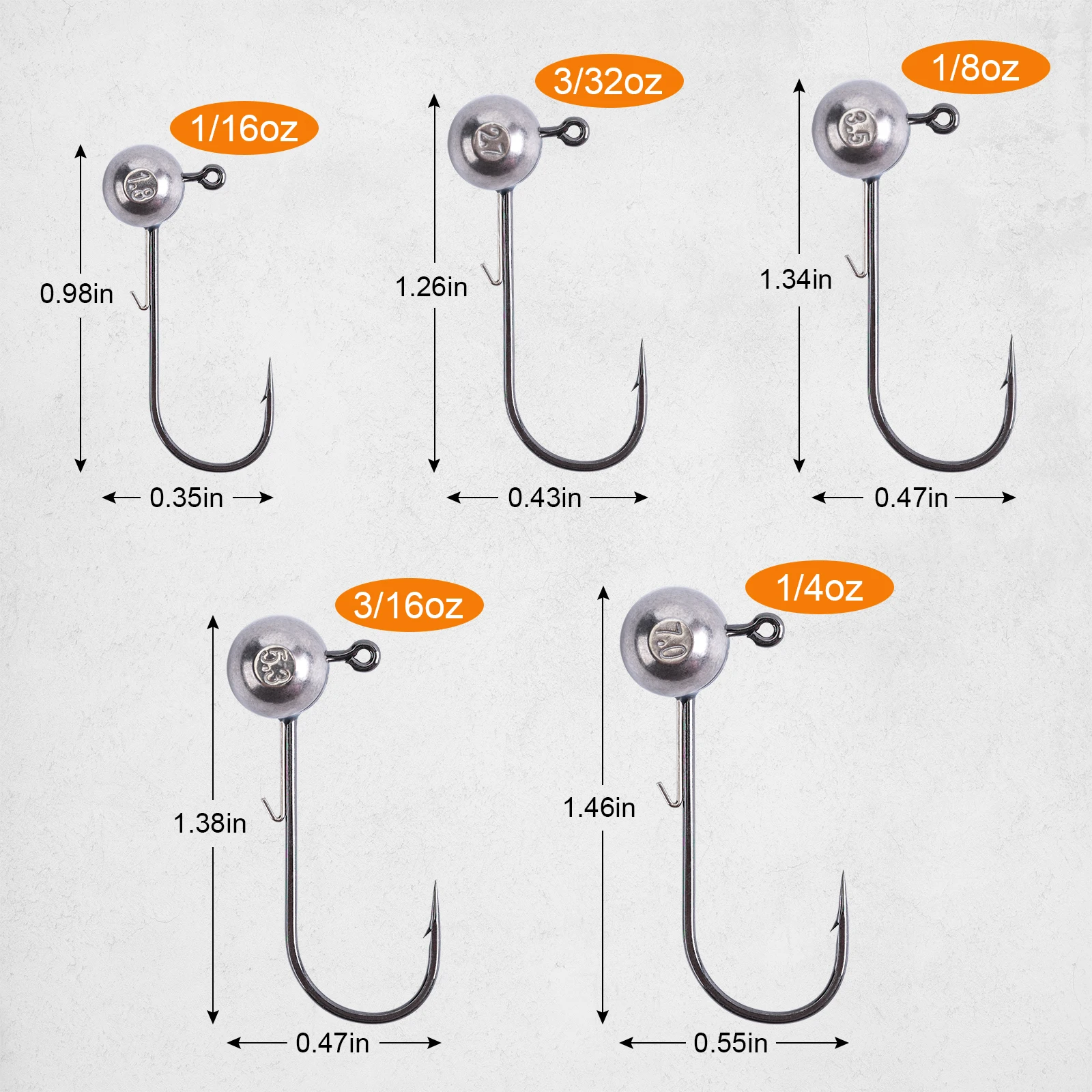Goture 3-5 Uds anzuelo de cabeza de plantilla de tungsteno 1,8g/2,7g/3,5g/5,3g/7g cabeza de plantilla de bola redonda gancho de tungsteno señuelo de gusano suave accesorios de pesca - imagen 2