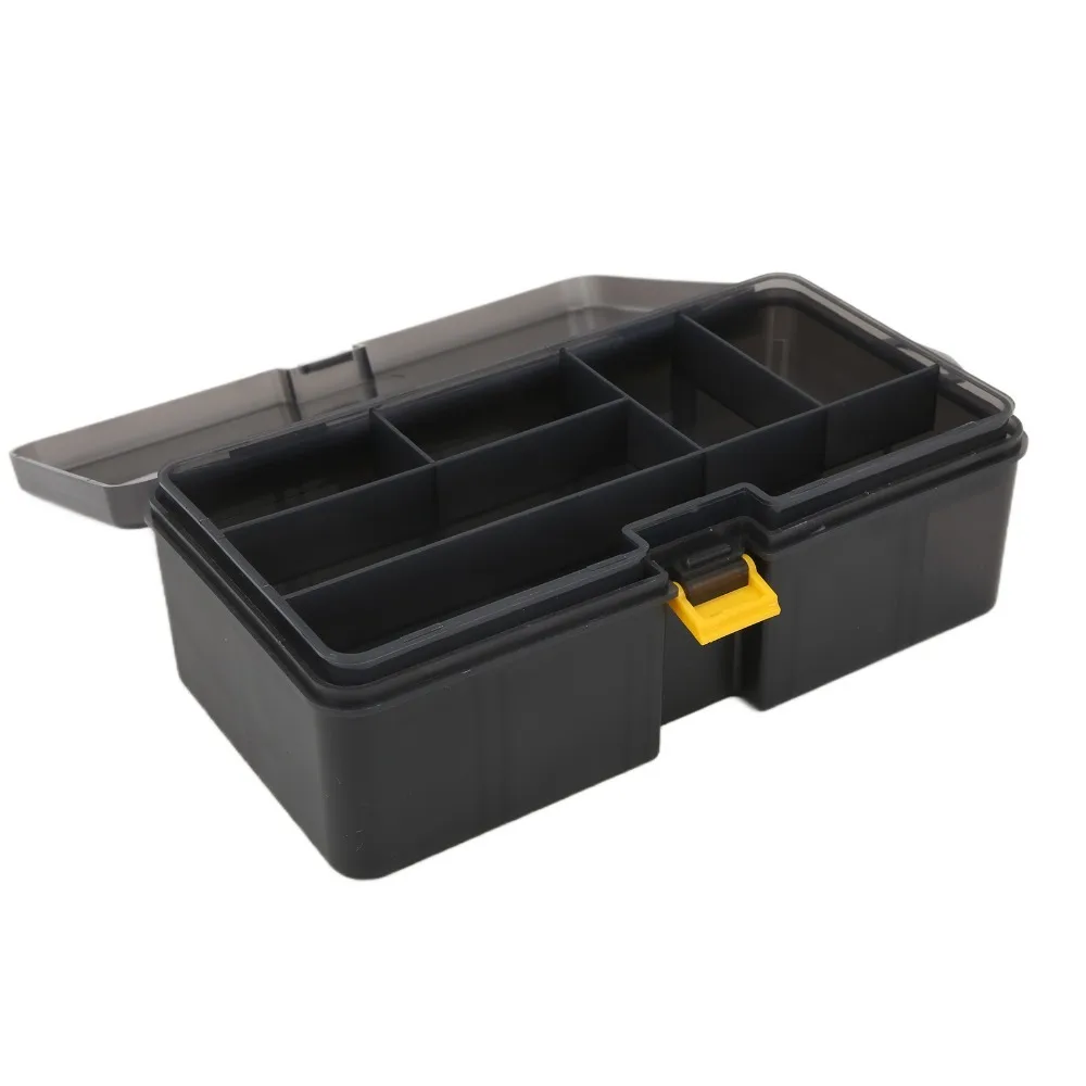 Caja de almacenamiento de cebo de pesca de doble capa, caja de aparejos de pesca gris impermeable, divisores extraíbles, caja de herramientas de pesca, almacenamiento de cebo - imagen 3