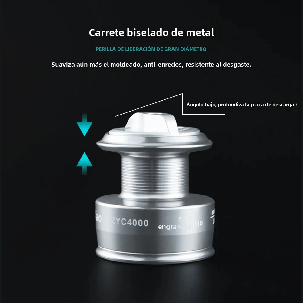 Huidiao ZYC carrete giratorio suave 10KG arrastre máximo 5,2: 1 relación de engranaje carrete de pesca con señuelo carrete de Metal y mango para Lucio trucha - imagen 5