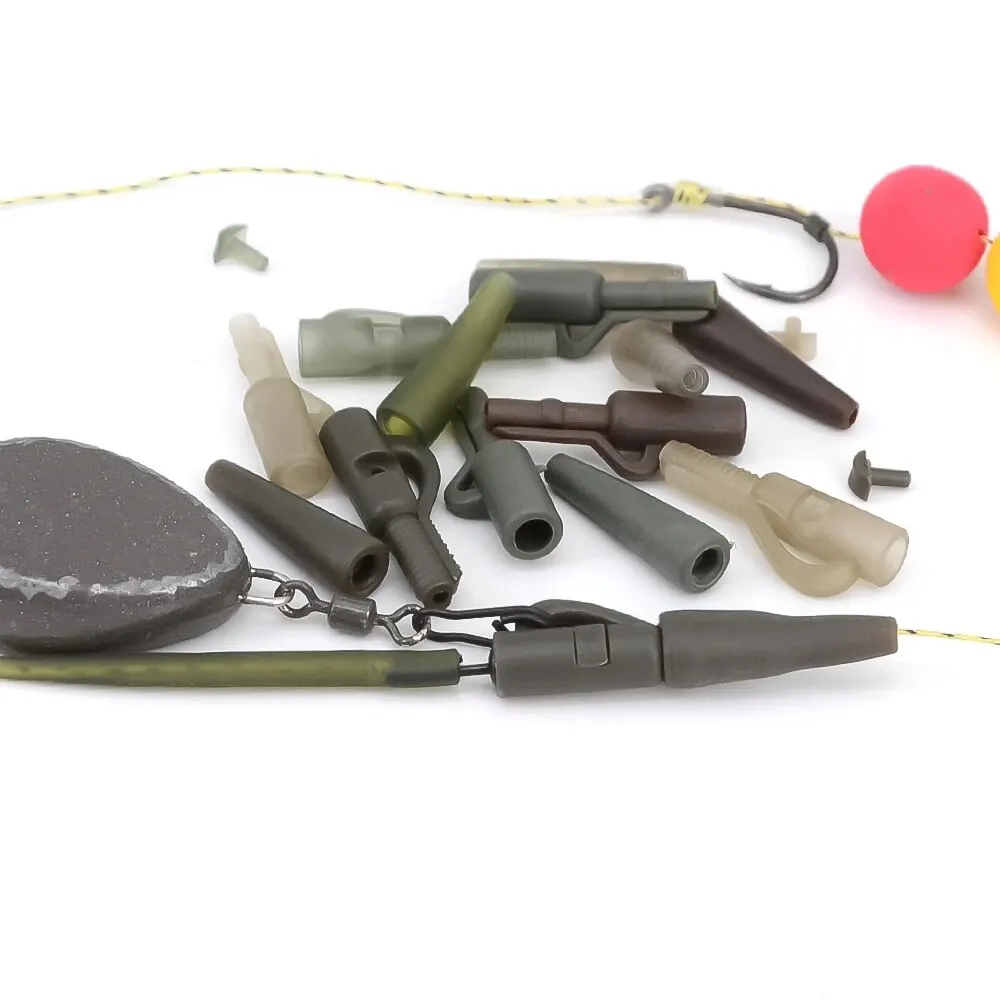 Hirisi 12 juegos de Clips de plomo de seguridad para pesca de carpa y cola de goma para aparejos de pesca de carpa, accesorios de pesca de carpa - imagen 2