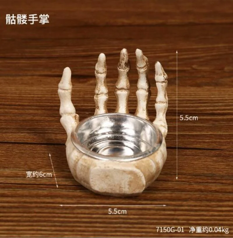 Candelabro de calavera de Halloween, adornos de calavera de resina, decoración de escritorio para porche, regalos, candelabros, decoración para mesa - imagen 4