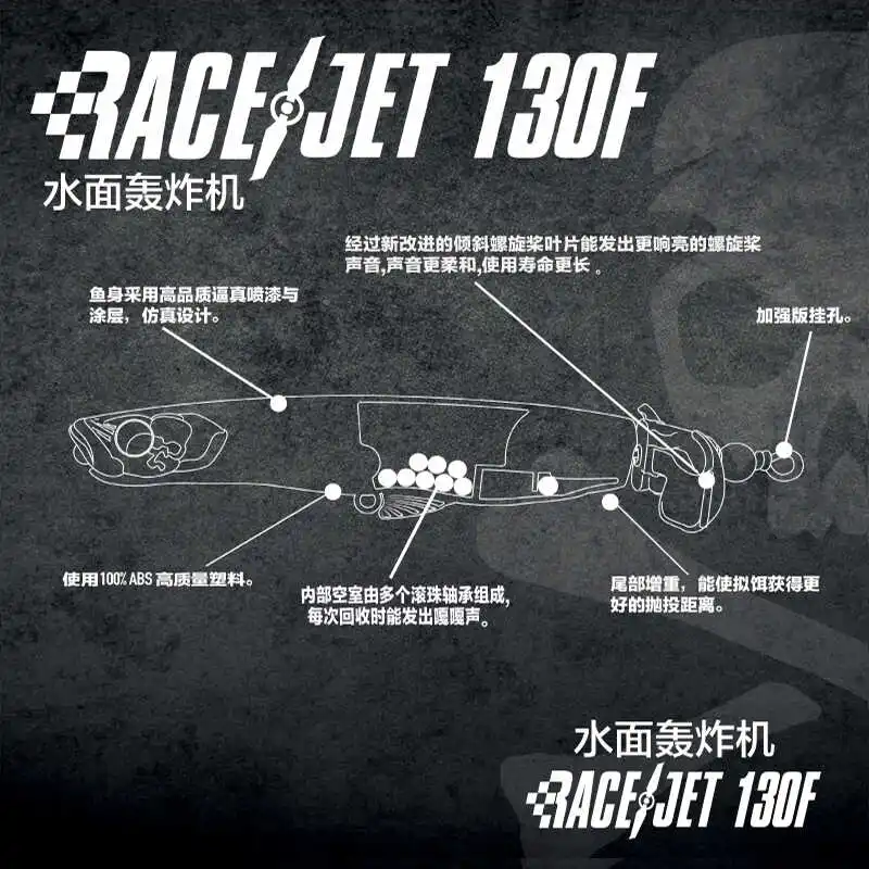 BONE Bones Nuevo bombardero de superficie 130F26g Hélice de superficie de caída de largo alcance Onda Escalada Percha de mar - imagen 5