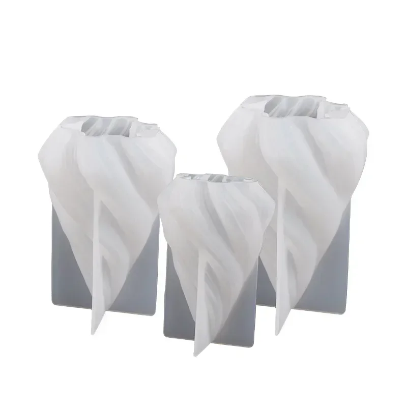 LSLANSOON-Molde de vela Irregular cónico 3D, molde de vela con raya en espiral abstracta de silicona, decoración giratoria, molde de vela para árbol de Navidad - imagen 5