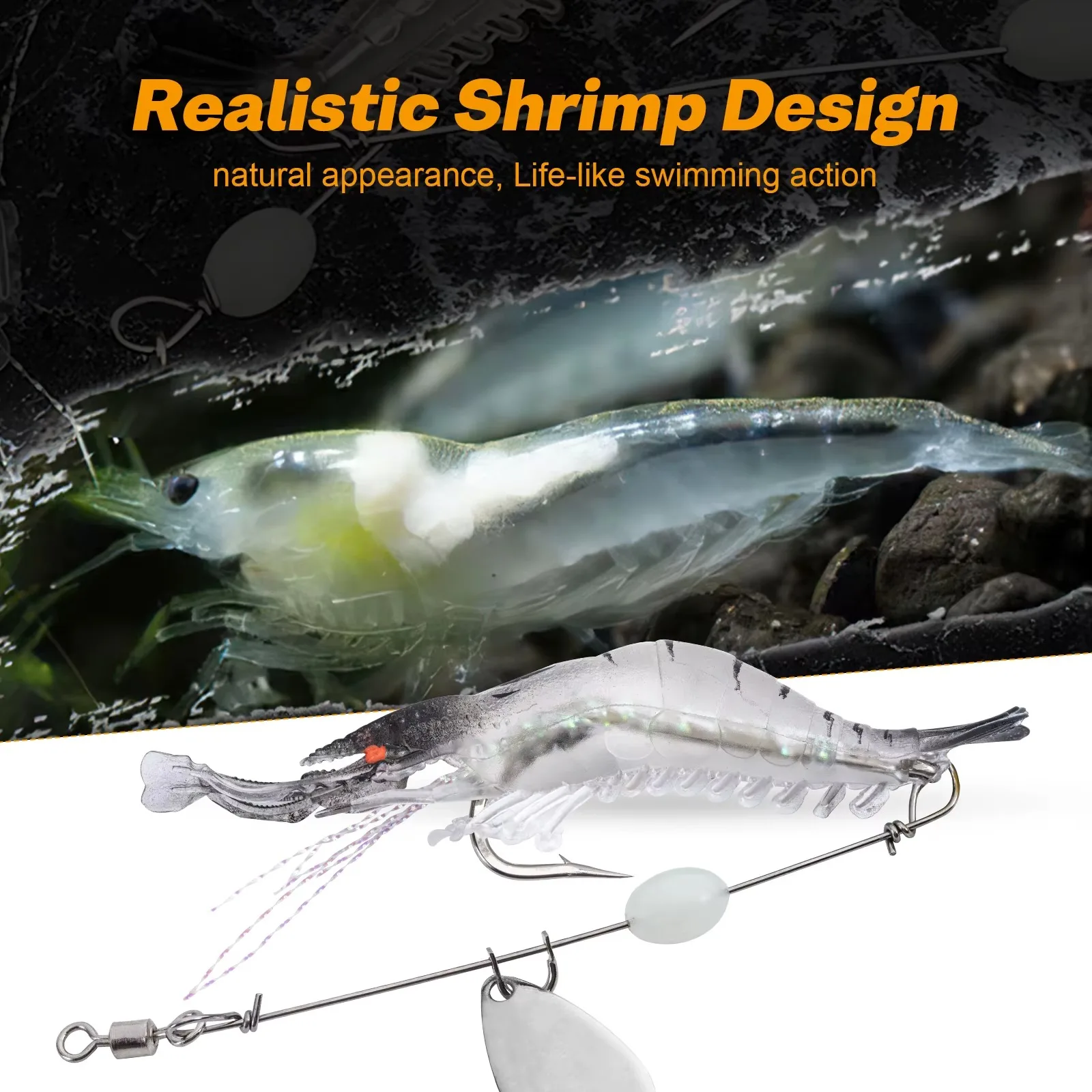 Señuelo de gambas de camarones de simulación suave y luminosa Goture, 5,3g/6,7g con anzuelo afilado, aparejos artificiales de alta realidad, Ascesorios de Pesca - imagen 4