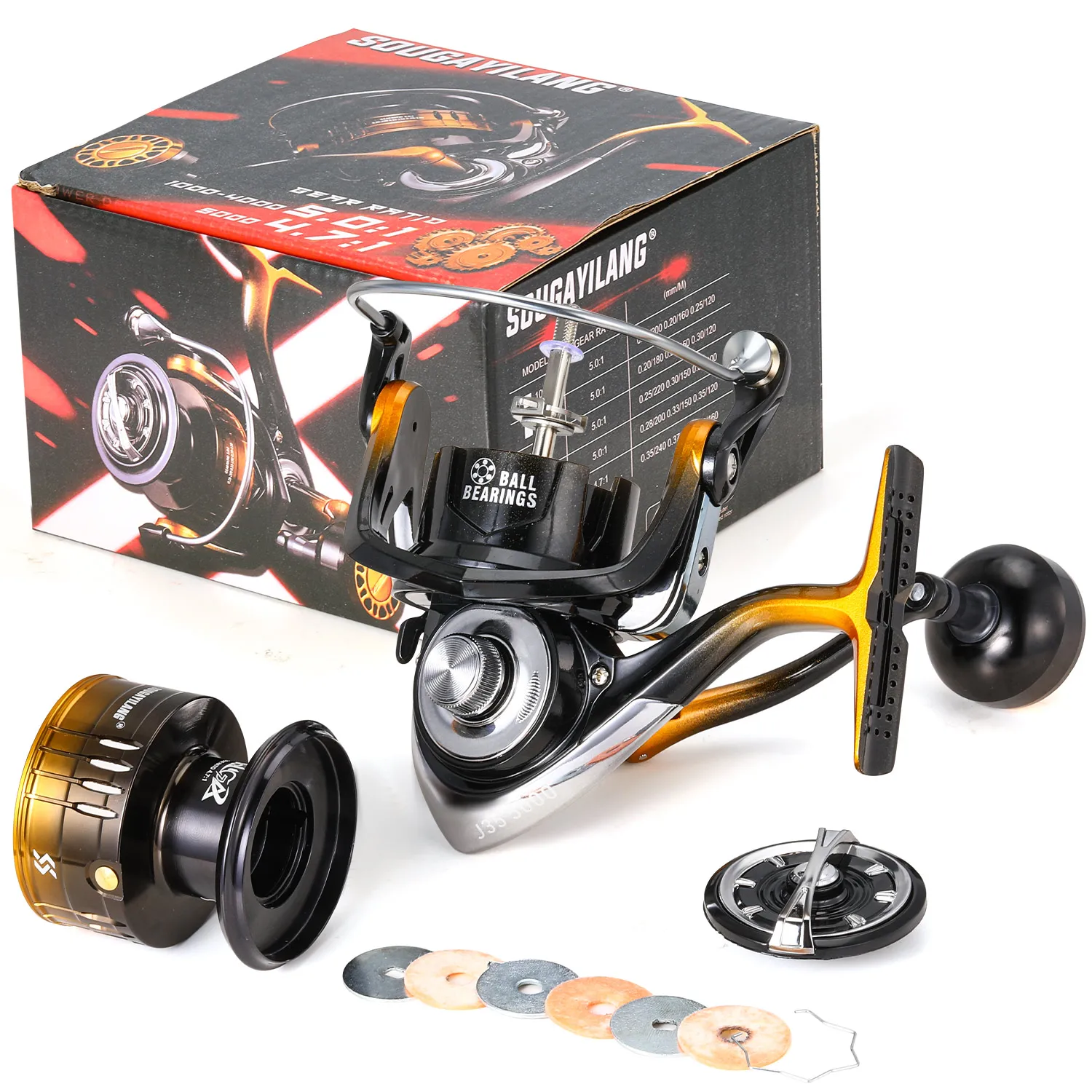 Carrete de pesca giratorio Sougayilang 1000-5000, relación de engranaje 5,0:1, arrastre máximo CNC, carrete giratorio de 10kg, trucha de lubina para pesca en agua dulce - imagen 2