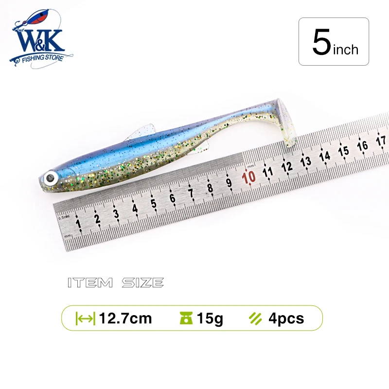 Señuelo suave colorido de 5 pulgadas, 12,7 cm, Swimbait con ojos 3D, Compatible con plataforma escandinava y Texas Rig para Pike Zand - imagen 3