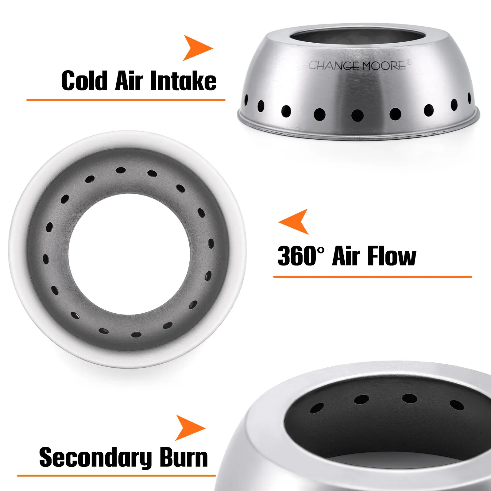 CHANGE MOORE cubierta de combustión de estufa de leña duradera de acero inoxidable portátil al aire libre accesorios de estufa de combustión rápida herramienta de Camping - imagen 4