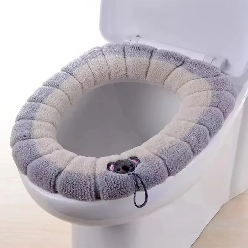 Temporada Universal portátil suave lavable invierno engrosamiento de felpa asiento de inodoro cubierta estera baño almohadilla de inodoro con accesorios - imagen 3