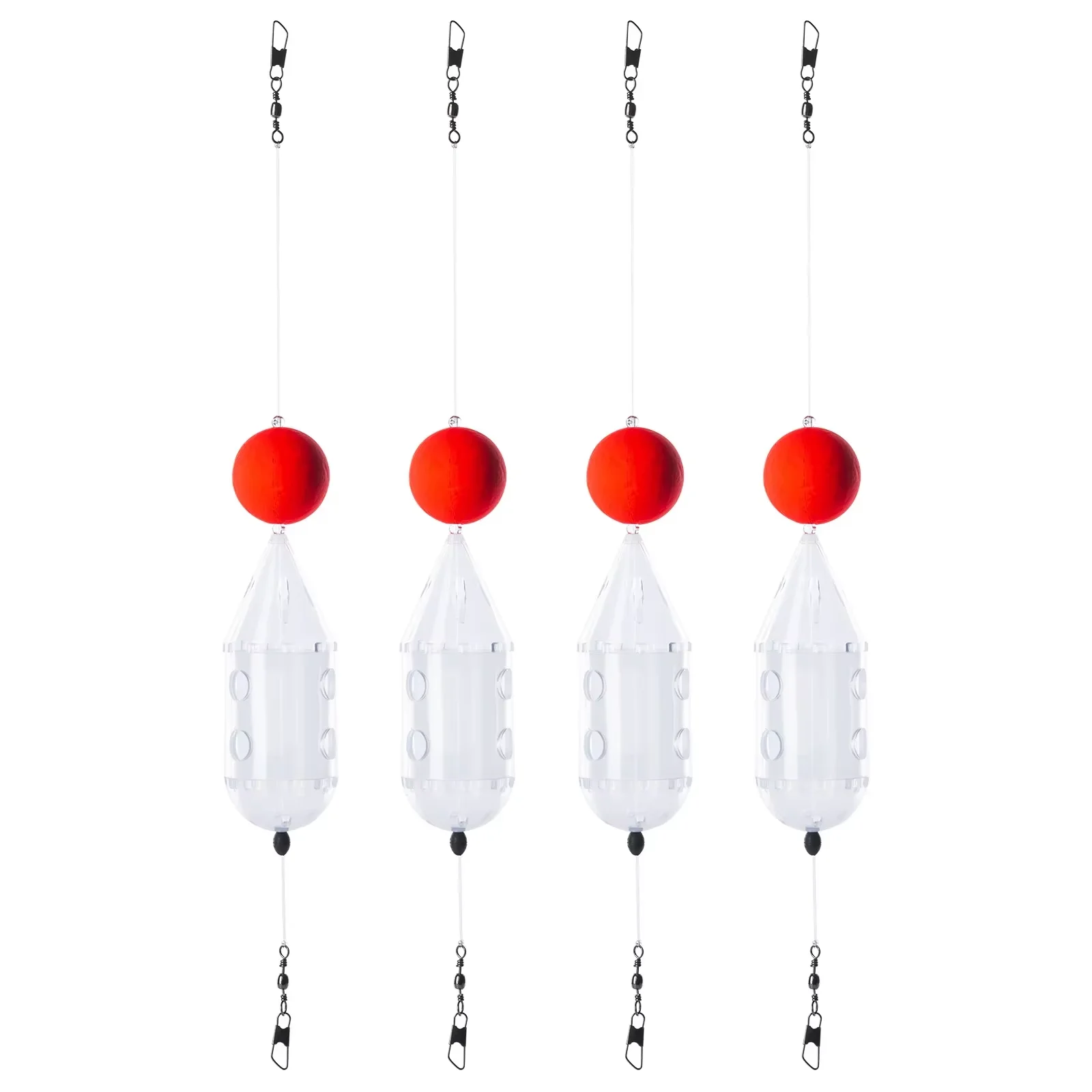 Goture-Mini jaula giratoria para cebo de pesca, alimentador de larvas, tapa transparente, alimentadores de natación con bola de espuma para aparejos de pesca de carpa, 2-5 uds.