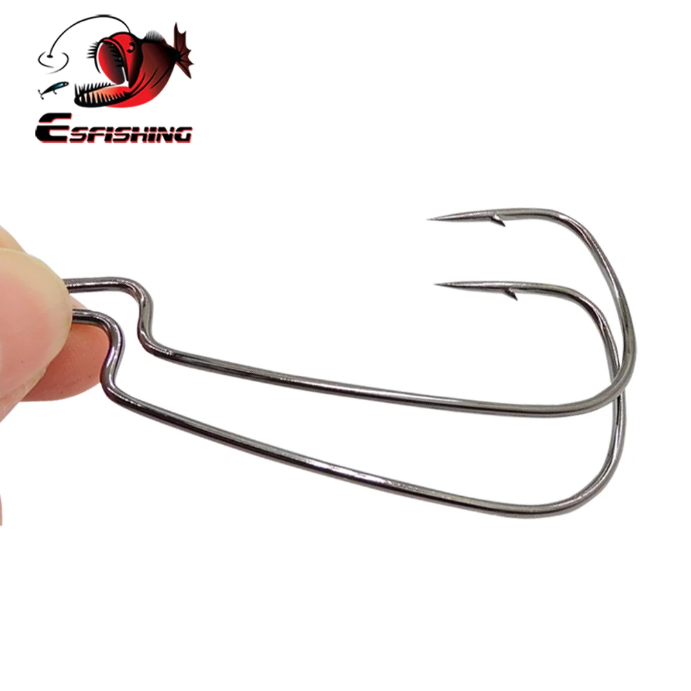 KESFISHING-anzuelo de pesca estrecho, anzuelo compensado de acero rico en carbono para señuelo de gusano blando, púa Wobbler - imagen 5