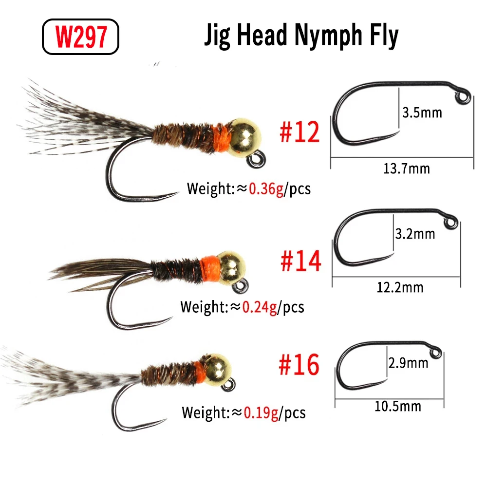 Wifreo 6 uds cabeza de cuentas de tungsteno Euro ninfa moscas anzuelo anzuelo pesca de ninfa húmeda señuelo falso para trucha Grayling Panfish pesca con mosca - imagen 4