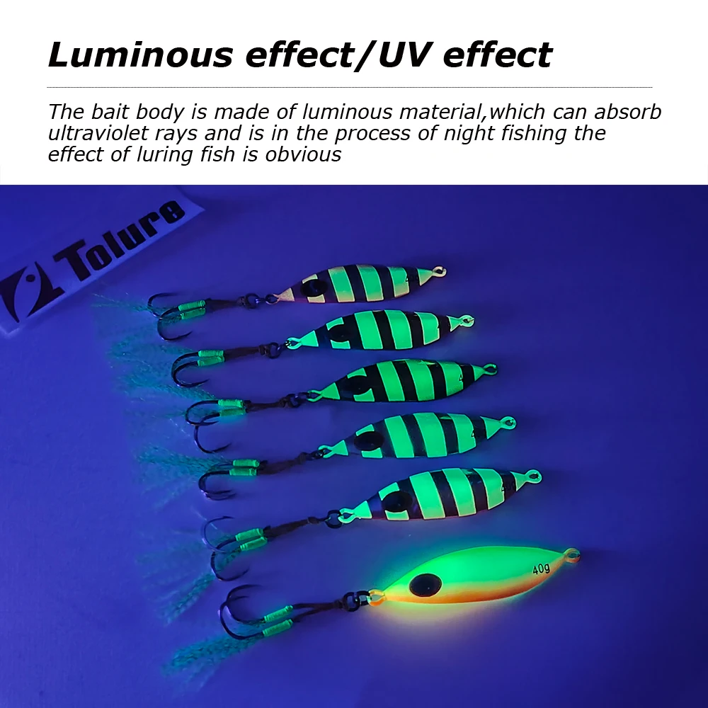 TOLU-cebo duro de 20g-150g, señuelo de pesca de Metal de hundimiento lento con anzuelos, plantilla de brillo plano, cebo Artificial, aparejos de fundición larga - imagen 5