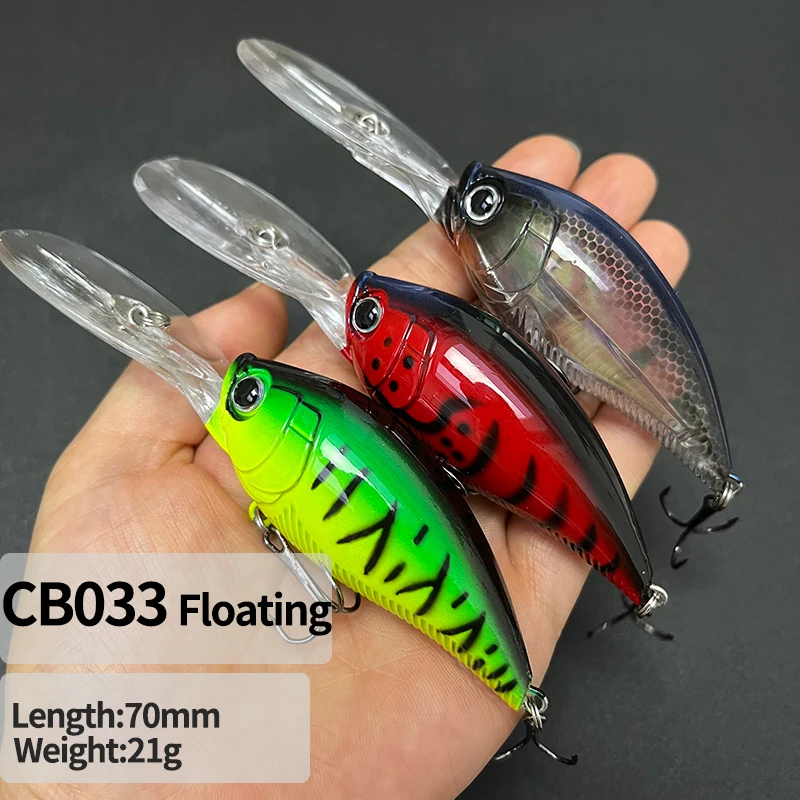 3D Deep Crank Fishing Lures 21g 70mm Floating Long Tongue Casting Wobbler Topwater Pesca Fishing Bait Minnow Swimbait Crankbait - imagen 2