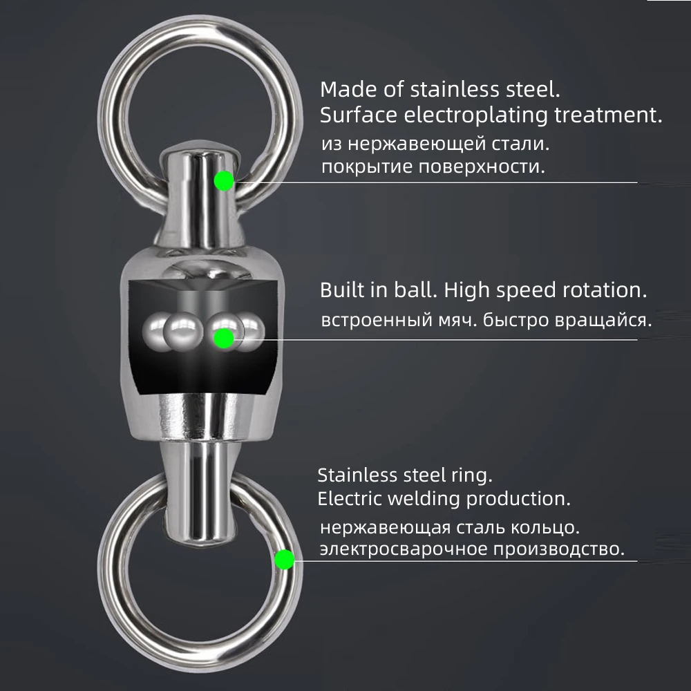 DNDYUJU 10/20 piezas conector giratorio de rodamiento de bolas de pesca bidireccional conector de anillo sólido de acero inoxidable accesorios de pesca - imagen 4