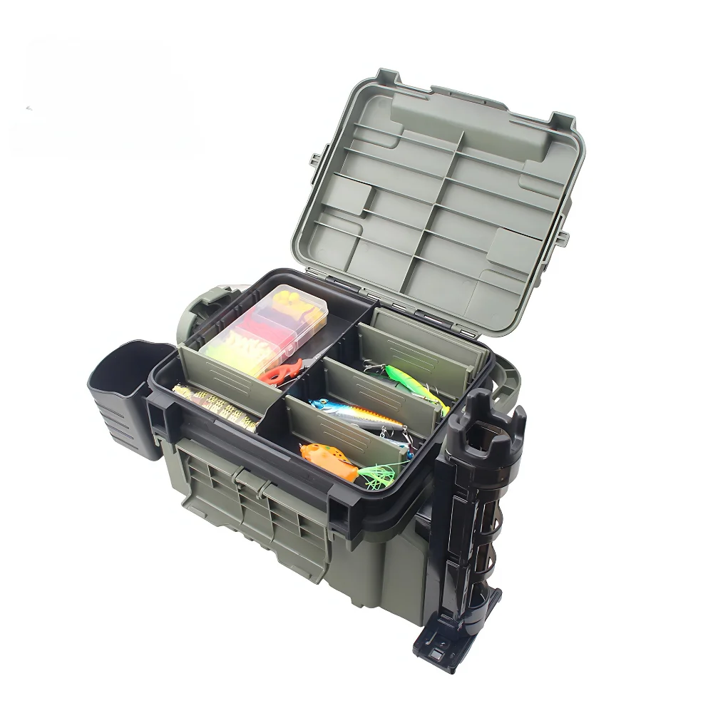 Caja de aparejos de pesca de gran capacidad, Señuelos de Pesca portátiles, caja de anzuelos, agarre antideslizante para equipo de pesca, herramientas de caja de anzuelos - imagen 3