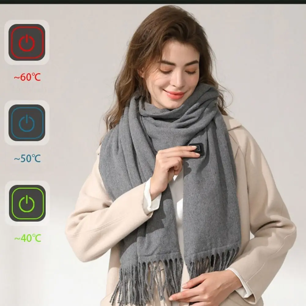 Nueva bufanda calentada eléctrica con carga USB, chal cálido Unisex recargable, calentador eléctrico de invierno con temperatura ajustable creativo