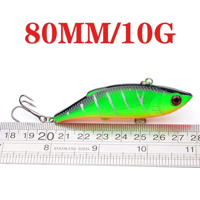 Juego de Señuelos de Pesca duros con vibración que se hunde, 5 uds., con anzuelo triple, cebo de plástico Artificial, 8cm, 10g, Kit de Señuelos de Pesca, cebo Wobbler - imagen 2