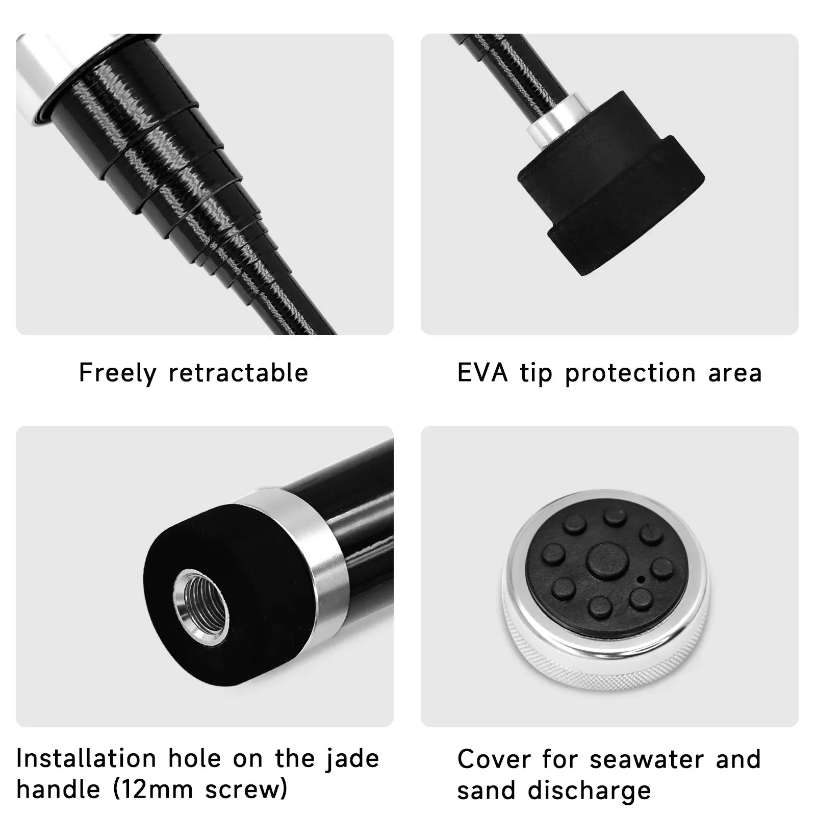 SANLIKE-red de aterrizaje de pesca telescópico, caña de fibra de carbono, mango portátil, accesorios para aparejos de pesca, 5/6m - imagen 4