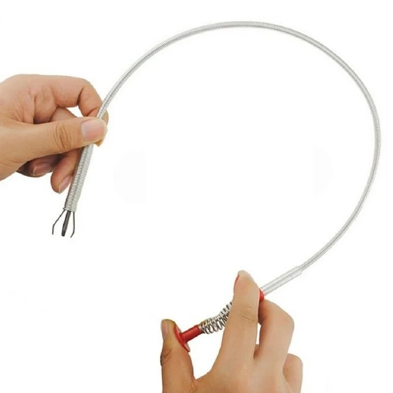 Lange reikwijdte Flexibele Haarvanger Klauw Schroef Afvoer Gootsteen Sleutel Pick Up Tool Grabber Cleaner 60cm - imagen 5