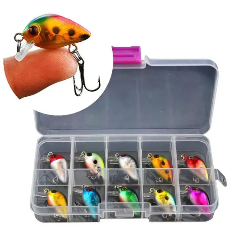 WEIHE10pcs/lot Mini Señuelos de Pesca Crankbait 3cm 1,5g hundimiento cebo duro Artificial Minnow Swimbait Wobblers juego de Señuelos de Pesca de Carpa - imagen 4