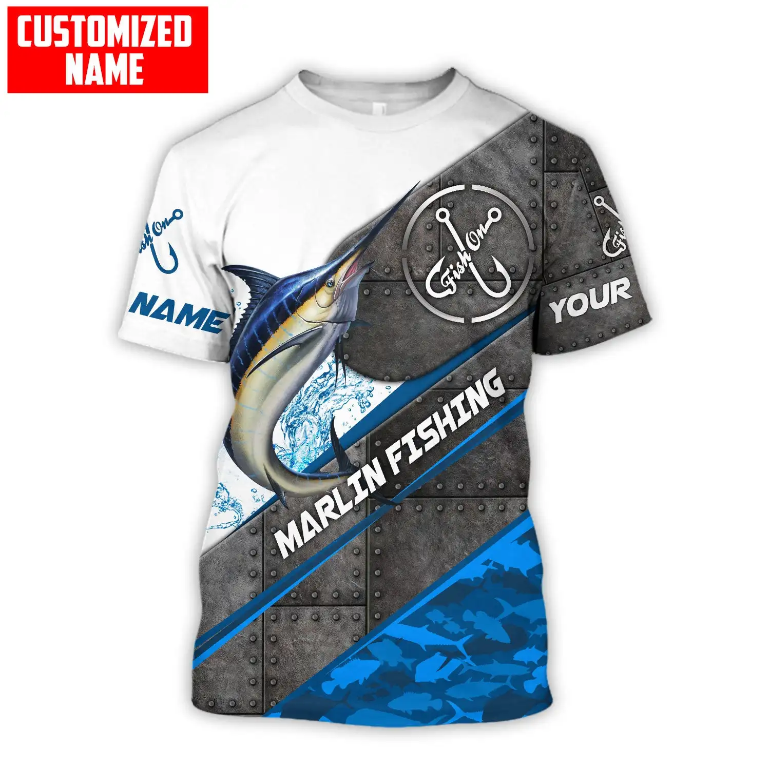 Camiseta de pesca de atún/Marlin para hombre, camisa con nombre personalizado, estampado 3D, fresca, de manga corta, informal, a la moda, de verano, TX249 - imagen 5