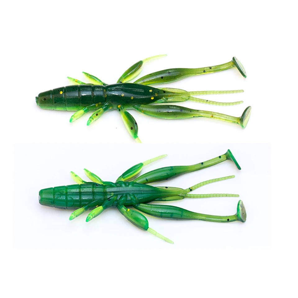 WALK FISH-señuelo de camarón flotante, 8 piezas, 70mm, 2,7g, TPE, cola en T, Wobbler, gusano suave de silicona, aparejos de pesca de lubina - imagen 4