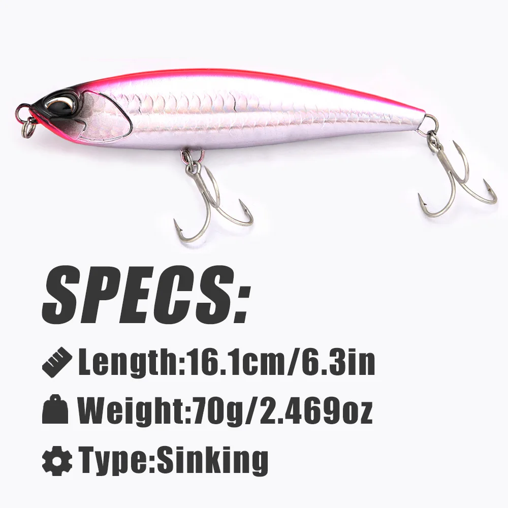 B & U GT pesca palo de agua salada cebo Artificial señuelo de pesca de mar Stickbait lápiz señuelo hundimiento - imagen 2