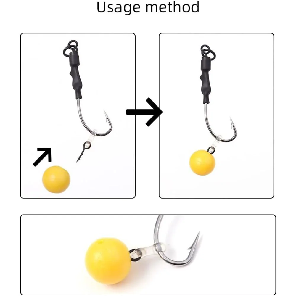 Anzuelo de pesca con púas de 9KM, accesorios de pesca de carpa, 15-30 Uds., Pin de Boilies para picaduras de cebo con topes transparentes, aparejo de pelo Ronnie de maíz de goma - imagen 4