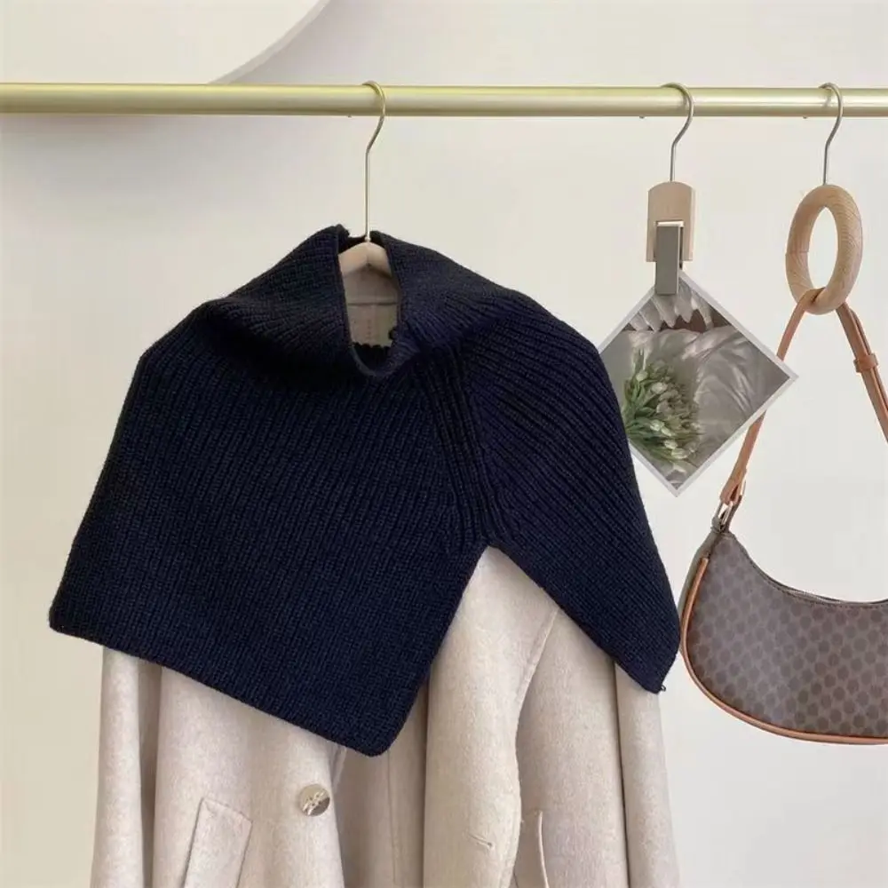 Bufanda de punto envolvente de color sólido para invierno con correa tejida - imagen 5