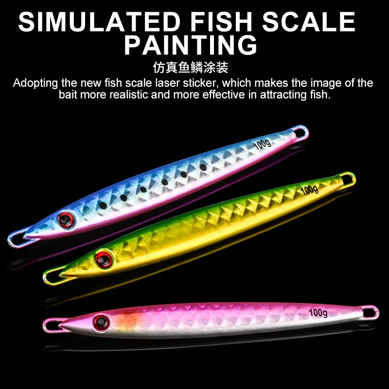 OBSESSION J142 100g 120g 160g pesca Metal Jigging señuelo Artificial luminoso Jigbait hundimiento pesca en agua salada plantillas de Metal señuelo - imagen 5