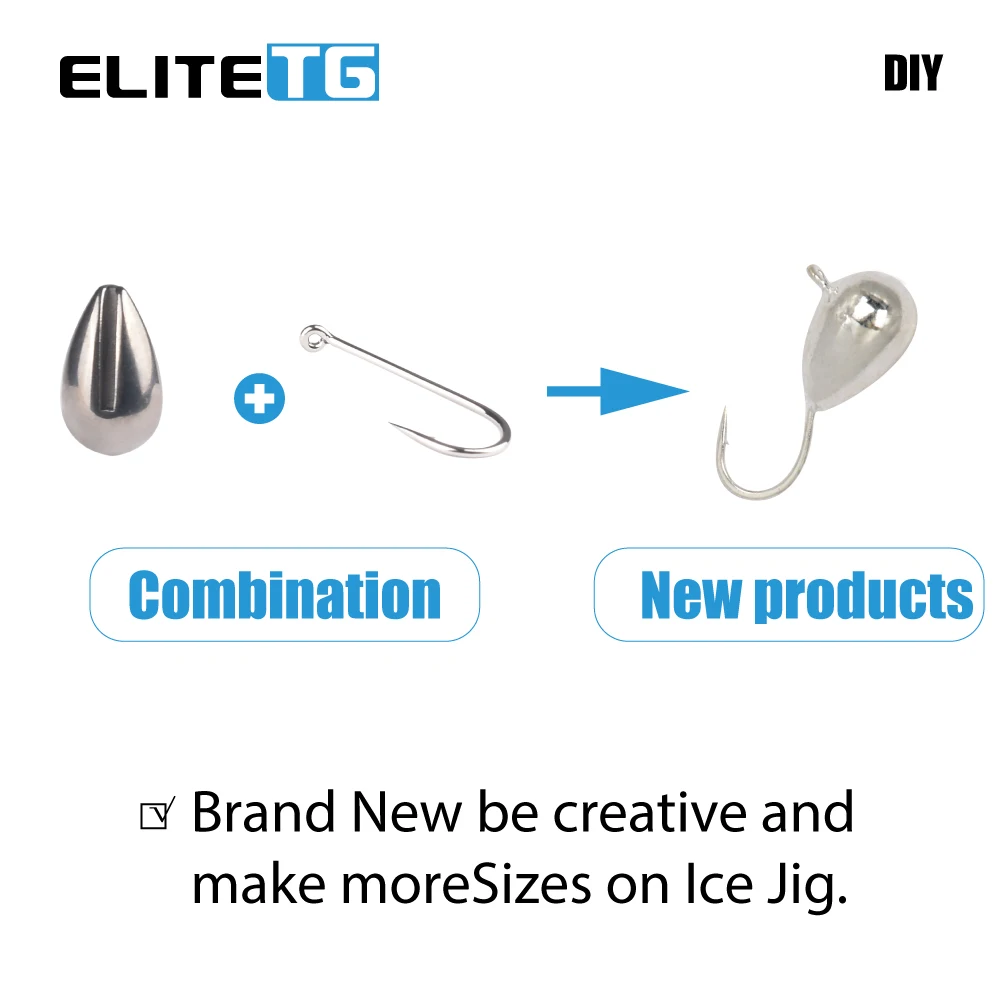 Elite TG 20pcs Ice Fishing Jig Head Primary Color Without Hook,2.7mm-7mm Tear Drop Winter Pike Lure DIY Material Plain - imagen 5