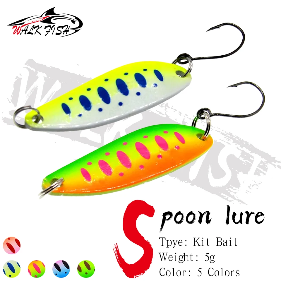 WALK FISH WALK FISH 5 uds cebo de pesca giratorio 40mm 5g cuchara de pesca señuelo de trucha señuelo de pesca Wobblers Spinner cebo trucha