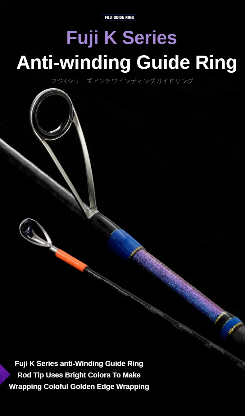 Experiencia en el rendimiento de pesca mejorada con el elegante y duradero anillo de guía anti-vinculación de la serie Fuji K