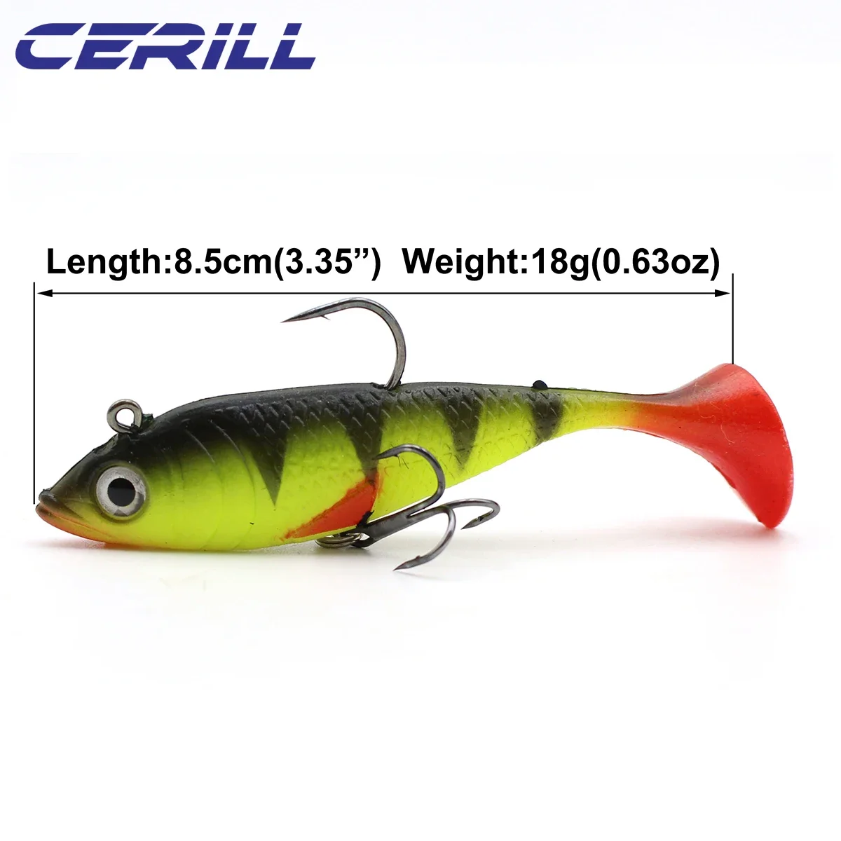 Ceril-señuelo de pesca de silicona suave con anzuelos, cabeza de plantilla de 85mm y 18g, carpa, Lucio, pececillo, cola de paleta, sábalo, cebo Artificial, Swimbait, 1 unidad - imagen 3