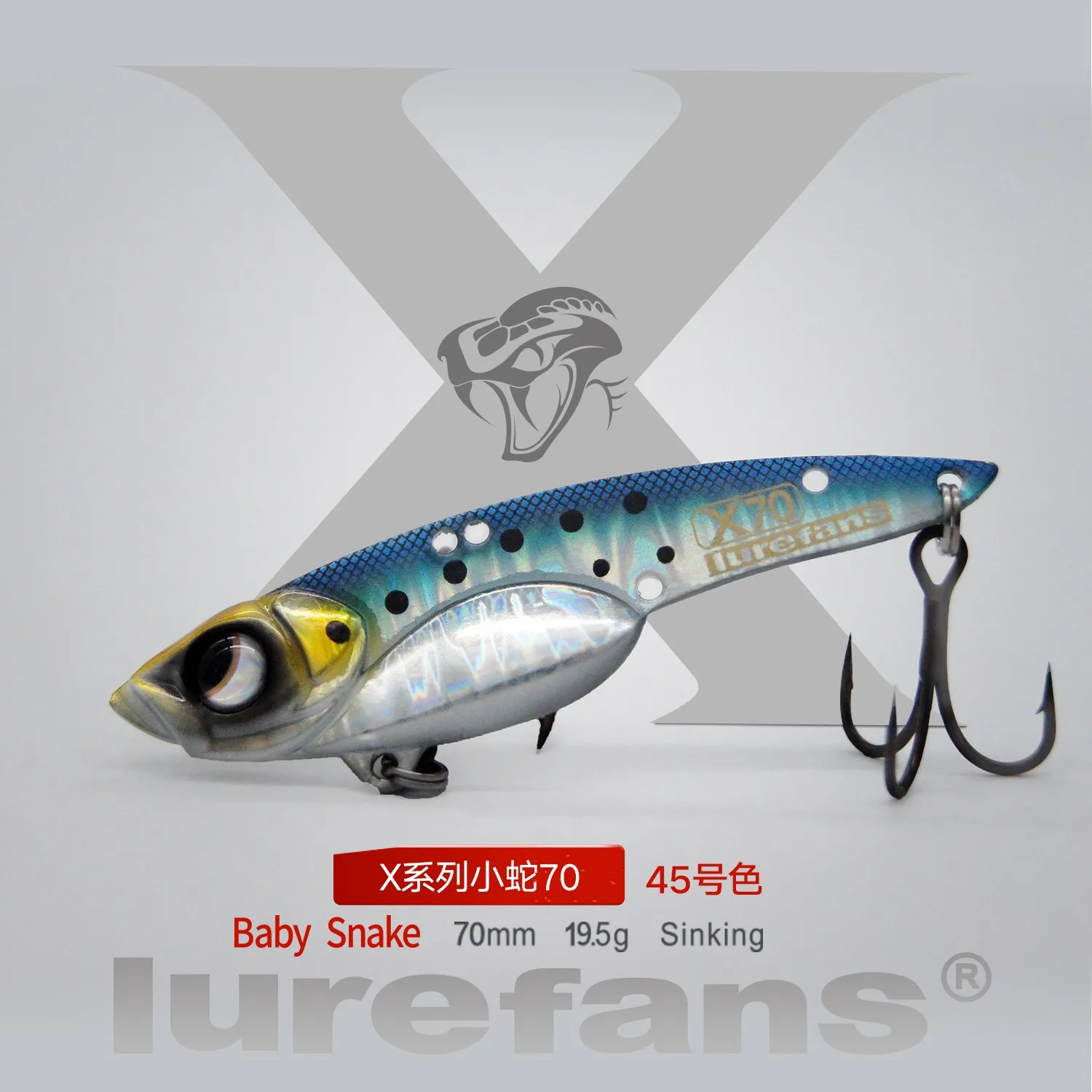 Lurefans-señuelo de Pesca Artificial, cebo de Metal VIB, serpiente de bebé, X50/X55/X60/X70, hundimiento, 7,5/9,5/13,5/19,5g, Wobbler, lubina, 1 piezas - imagen 5