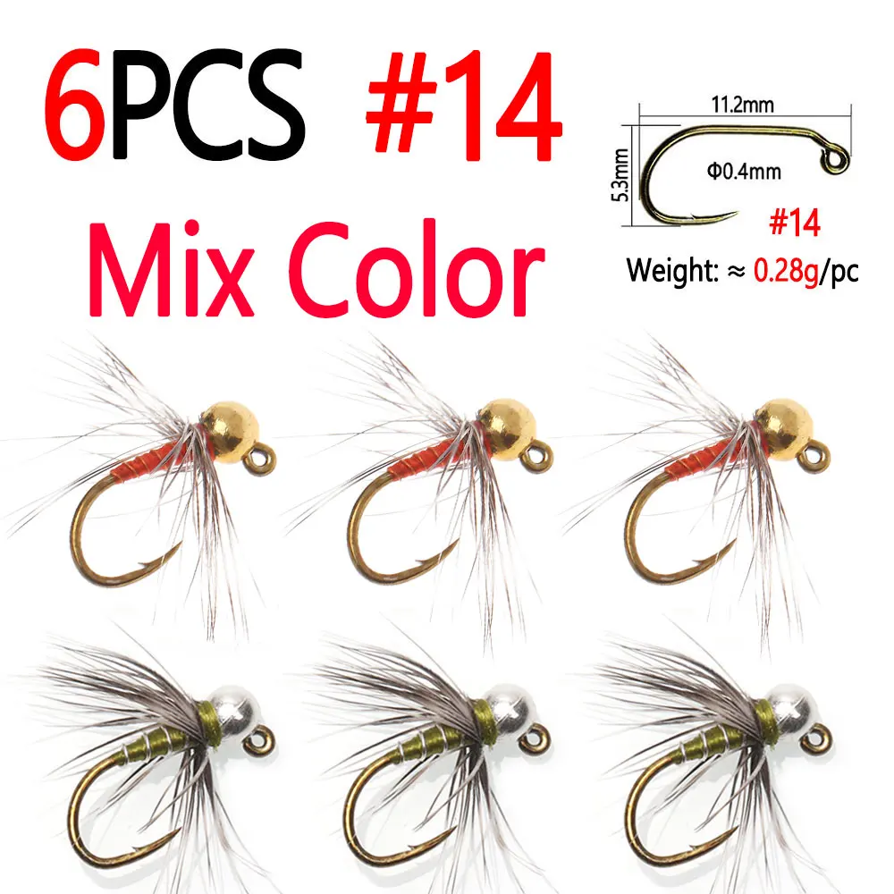 6PCS Mix Color Sz 14