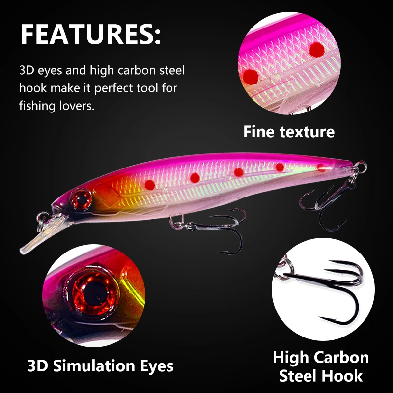 HENGJIA 1 Uds nuevas Señuelos de Pesca láser Minnow cebo duro 110mm 13g hundimiento lento calidad profesional Crankbait Jerkbait - imagen 4