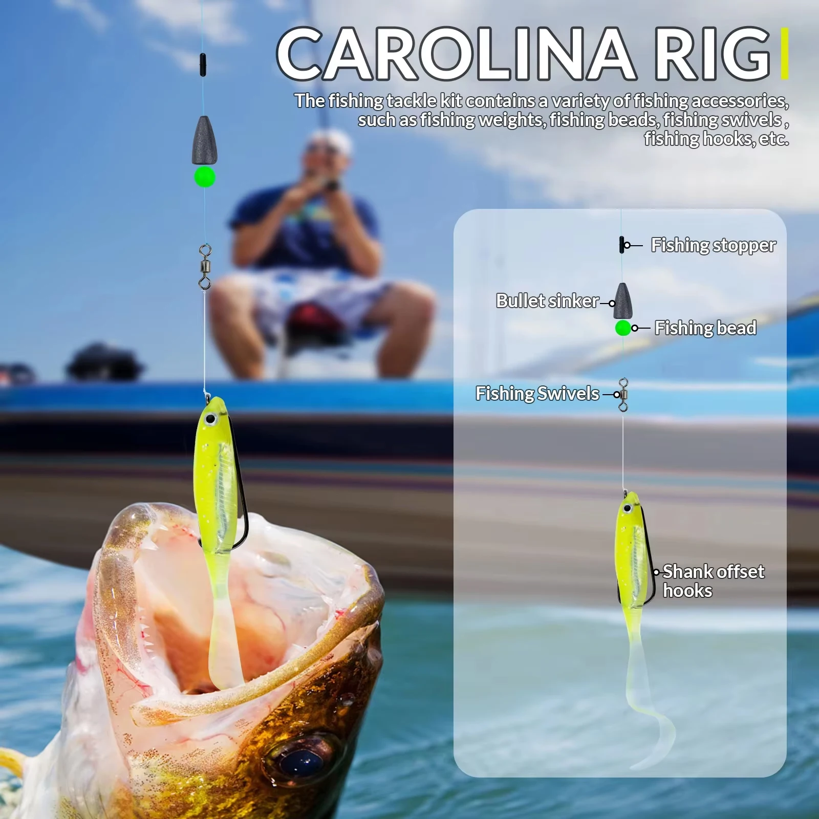 THKFISH 123 unids/caja Kit de aparejos de pesca para Texas Rig Carolina Rigs Drop Shot Rig 7g 10g 14g plomos de pesca anzuelos locos conjunto de cuentas - imagen 4