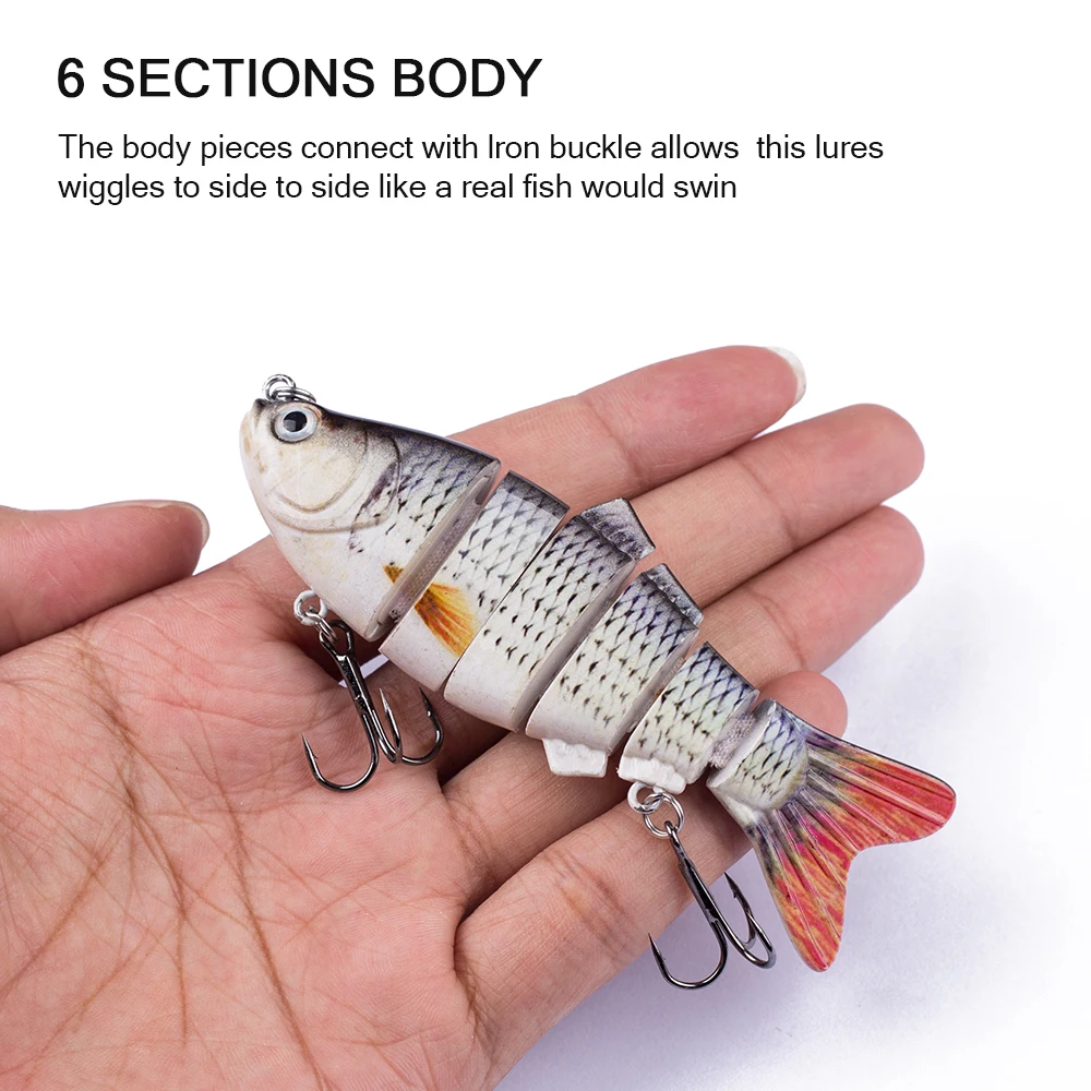 Hanlin-Juego de Señuelos de Pesca artificiales, 4 pulgadas, 17g, 6 segmentos articulados, plástico duro, Bionic Crankbait, aparejos Wobblers de hundimiento - imagen 4