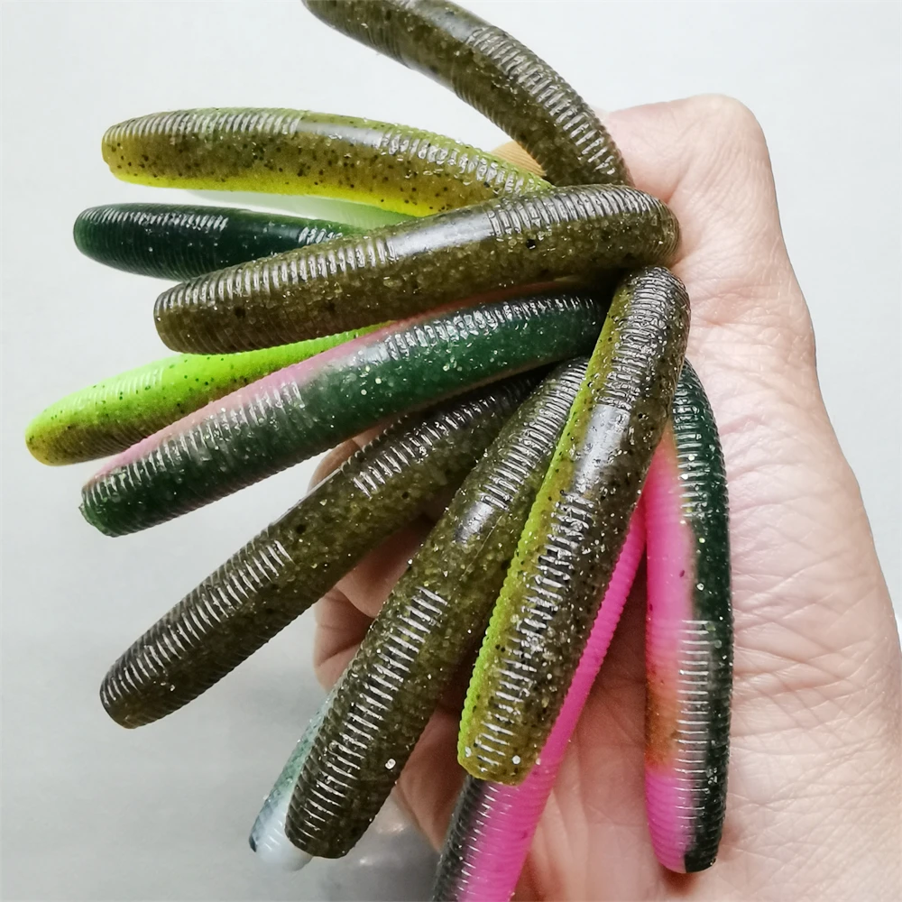 Lowlowking Luya cebo blando de alta gravedad específica, gusano de fideos sin plomo, Senko gordo, versión no Yamamoto, 3 pulgadas - imagen 4