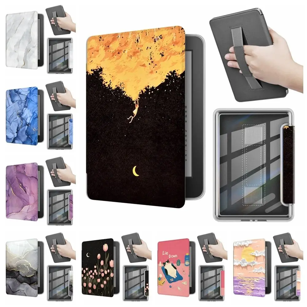 Handsteun e-Reader Case Auto Wake/Sleep Acryl Smart Cover Leer voor Kindle Paperwhite 5 (11e generatie 2021) 6,8 inch