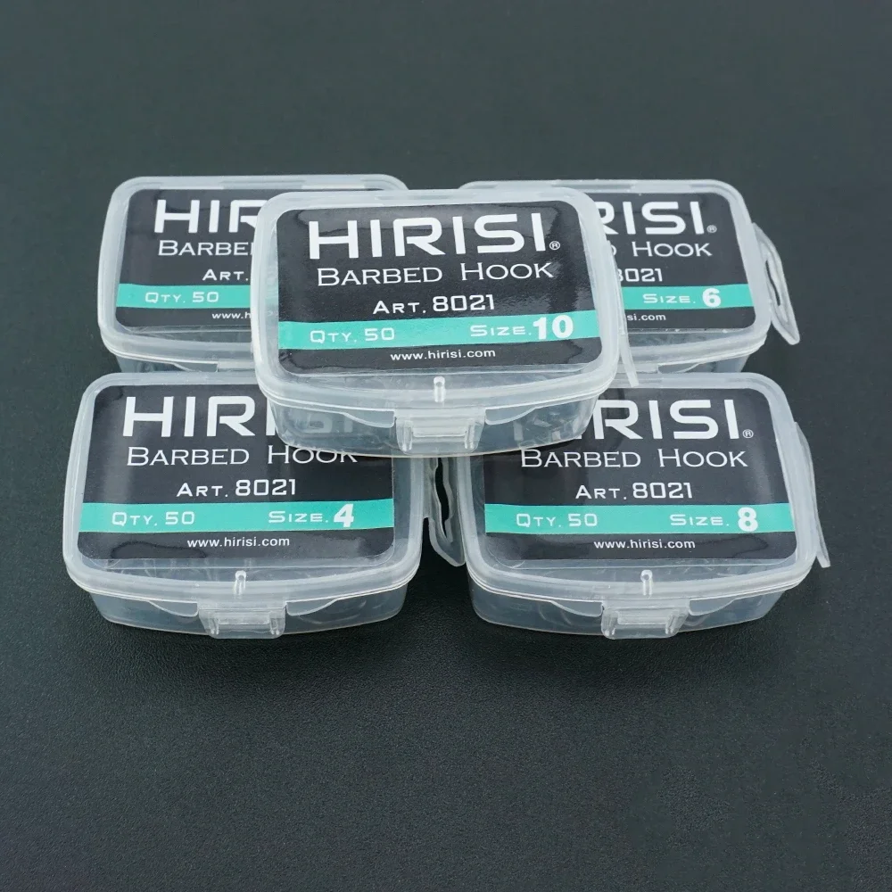 Hirisi 50 Uds. Anzuelo de púas de acero inoxidable recubierto de PTFE con alto contenido de carbono con ojo 8021 accesorios de pesca - imagen 4