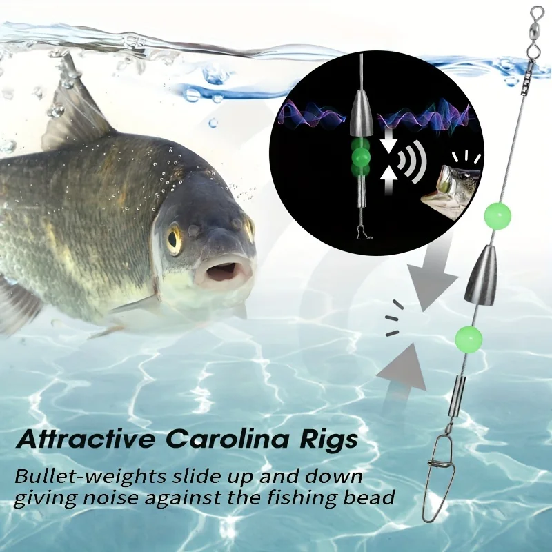 Bas De Ligne De Pêche En Acier Avec Poids De Pêche, Plates-formes De Caroline Pré-gréées Pour L'eau Salée, Plates-formes De Poisson-chat Avec Émerillon De Pêche, 5 Pièces - imagen 3