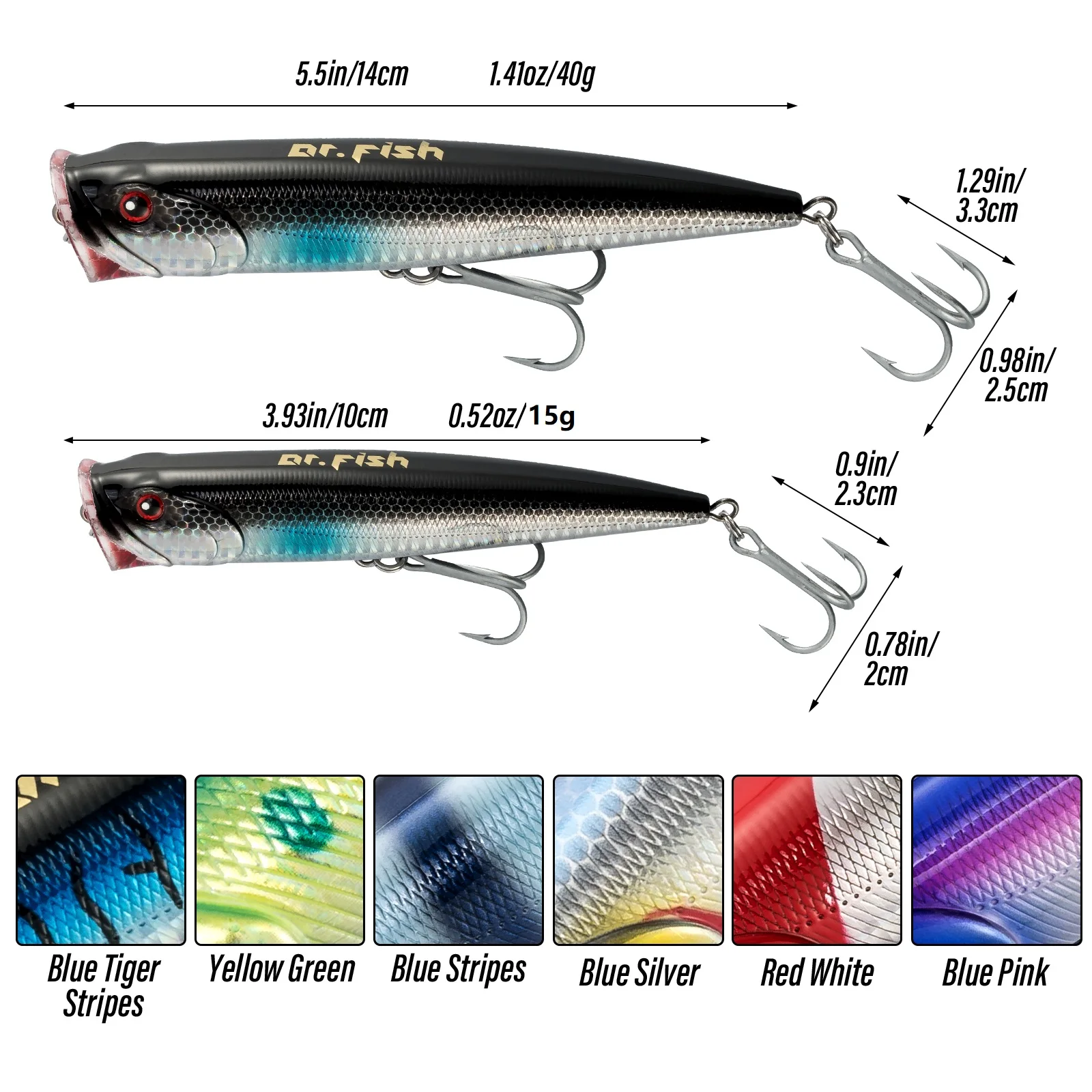 Señuelo Popper Salado Swimbait 15‑40 g – Acción superficie grande para atún y tiburón