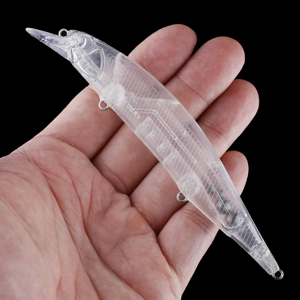 Chan'sHuang-Cebo en blanco sin pintar de 20 piezas, sonajeros de 135mm y 14,5g, buzo poco profundo, Minnow, señuelo de pesca Artificial hecho a mano - imagen 3