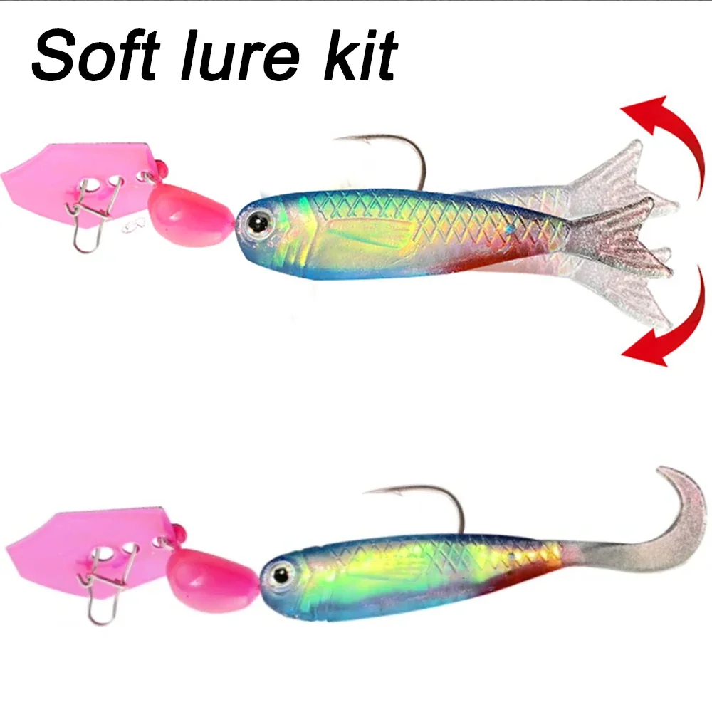 Kit de señuelos blandos 1,3g 5cm gusano de cola 6,5g Spinner anzuelo de Metal aparejos de Pesca 6-10 Uds cebo Swimbait juego de Señuelos de Pesca de carpa - imagen 2